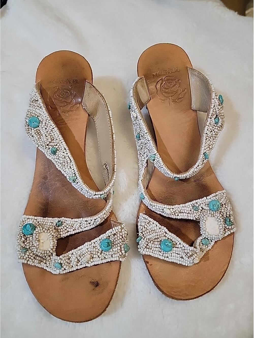 Maliparmi Embellished Glamour Beaded Slide Sandals Size 39/US 8/ UK 6